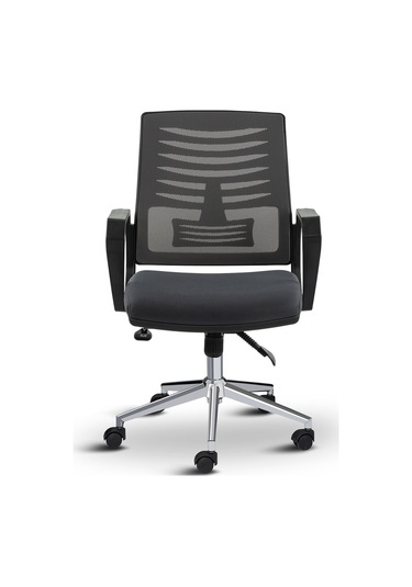 Asbir Mobilya Metis Metal Ayaklı Çalışma Koltuğu Ofis Sandalyesi Gri Siyah