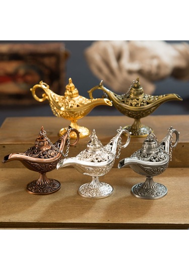 Ruicoo "altın Aladdin Sihirli Lamba - Ev Dekoru Ve Aromaterapi İçin Lüks Metal Şömine"