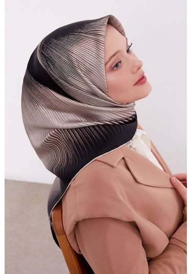 Ipek Eşarp Twill Siyah Vizon