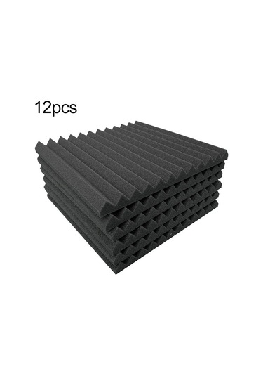 Sones 12 Adet / Paket 30x30x2.5cm Üçgen Oluk Stili Kayıt Stüdyosu Davul Video Odası Ses Yalıtım Levhası Susturucu Pamuk Siyah