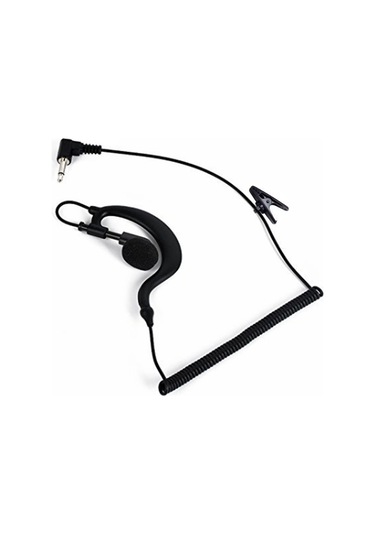 Moveevo 2.5mm Tek Kulaklı Radyo Kulaklığı - Esnek Kıvrımlı Kablolu, El Mikrofonlu, Rahat Uyumlu Ve Siyah Clipli Telsiz Aksesuarı