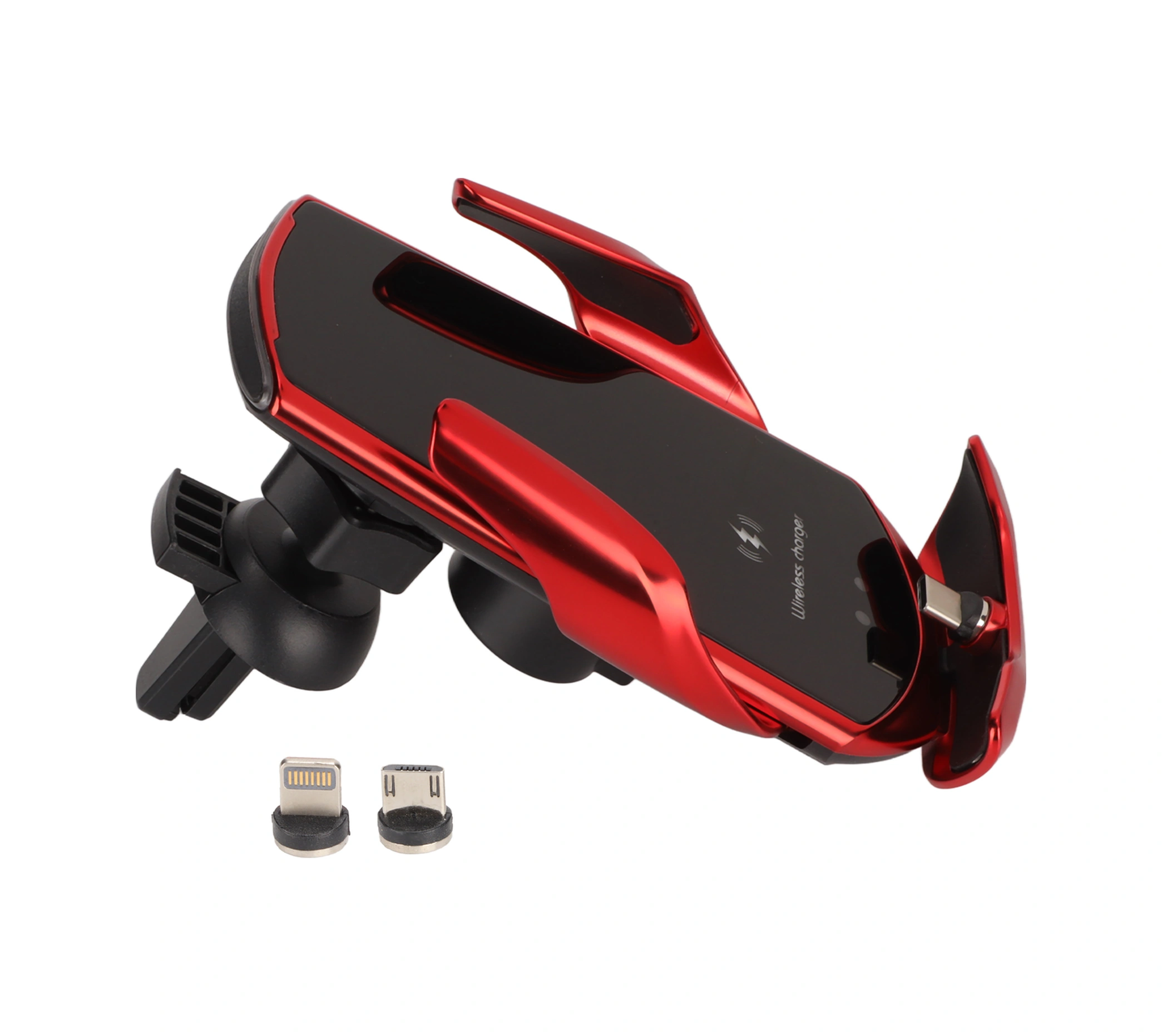 Vkemall Kırmızı Akıllı Algılama Araç Kablosuz Şarj Cihazı 15w Hızlı Şarj Otomatik Klem Alçı İphone 12/13 Samsung S/note Serisi Uyumlu