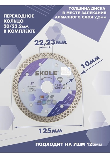 Skole Kiremit Ve Fayans İçin 125 Mm Elmas Disk Eklemli 453041022