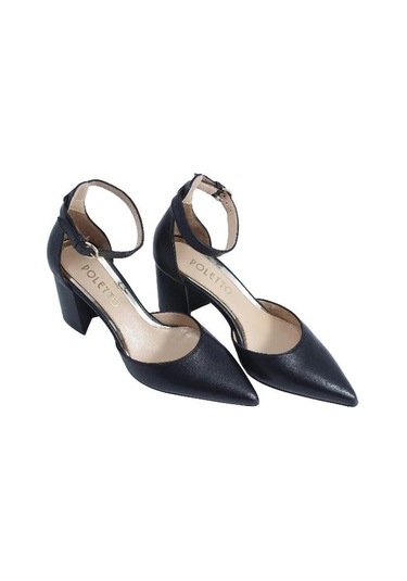 Poletto Hakiki Deri Sıyah-altın Ayakkabı Stiletto 9839 60 V2-2421 Siyah