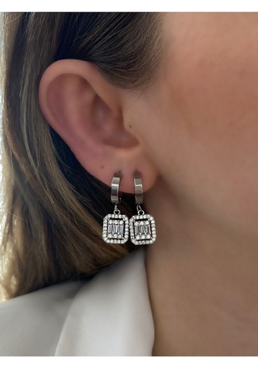 Baget Zirkon Taşlı Mini Boy Çelik Kararmaz Küpe Çifti Altın