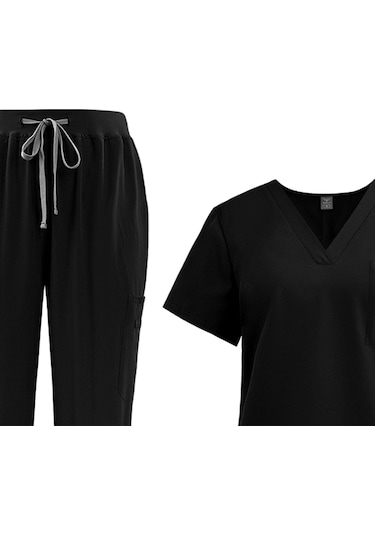 Suntek Kadın Fırçalama Üniforma Seti Sağlık Xl-siyah