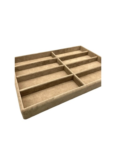 New York Model Süet Süet Kumaş Sütlü Kahve Renk 34/24 Cm Bölmeli Çekmece Içi Gözlük Standı Çok Renkli