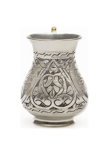 Gaziantep Bakır El İşlemesi Su&ayran Bardak Takımı 1mm Hediyesi 0,5 Lt Yoğurt Mayalama Kabı Gümüş