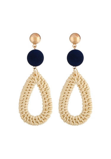 E2002-8 Black Water Drop Bamboo Vine Handmade Woven Earrings Bosomia Style Earrings Gümüş