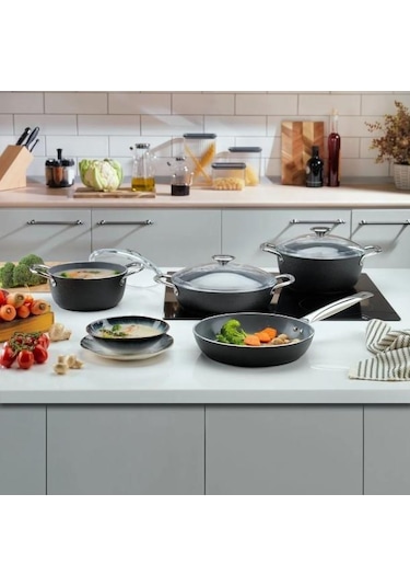 Schafer Night Sky Seramik Tencere Seti 7 Parça-siyah Siyah