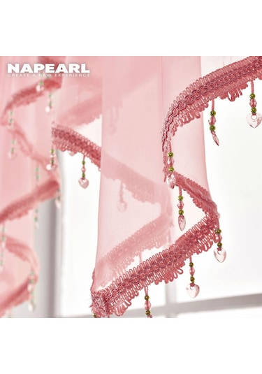 Açık Mor 1 Adet Napearl Şeker Renkler Dekoratif Saçak Perde Sırf Mutfak Yatak Odası Pencere Kısa Tül Perde Ev Dekor İçin