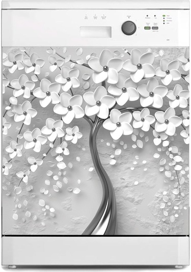 Bulaşık Makinesi Sticker Kaplama Beyaz Eşya Kaplama 3d Gri Ağaç