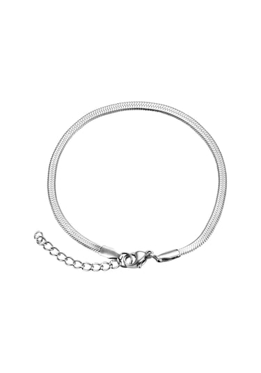 Kadın 316 L Kararmaz Ve Paslanmaz Çelik Anti Alerjenik İtalyan Zincir Bileklik - Gümüş