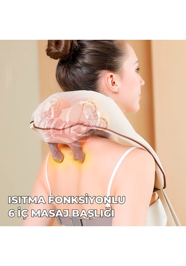 Şarjlı Ovmalı Isıtmalı Masaj Aleti Insan Eli Yoğurma Hissi Bej
