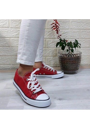 Fiyra 554 Kırmızı Kısa Unisex Sneaker Keten Spor Ayakkabı 001