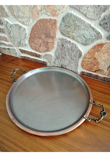 Modabakır Dekoratif Tepsi Eskitme Bakır 45 Cm Model:7898555566