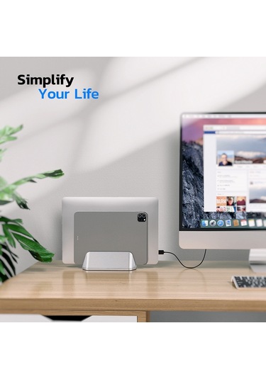 Cbtx Ls-02 Dikey Dizüstü Bilgisayar Sehpası Dizüstü Bilgisayarlar/tabletler İçin Çift Dik Masaüstü Standı Tutucu Şarj Braketi - Gri