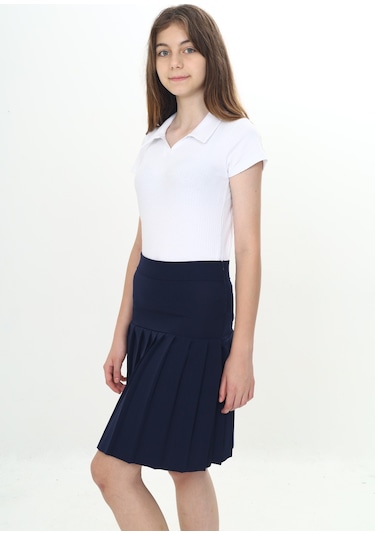 Toontoy Kız Çocuk Yarı Piliseli Okul Etek Lacivert