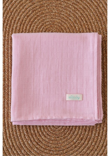 Organik Pamuk Çift Katlı Müslin Örtü Bebe Pembe 75x85 CM Pudra Pembe