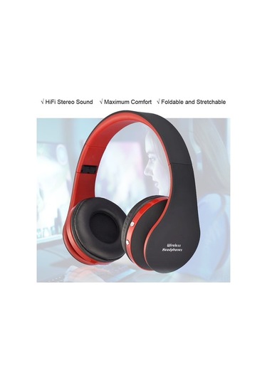 Primepickings 811bt Kablosuz Oyuncu Kulaklığı, Katlanabilir, Mikrofonlu, Derin Taban, 10m Menzil, Siyah-kırmızı