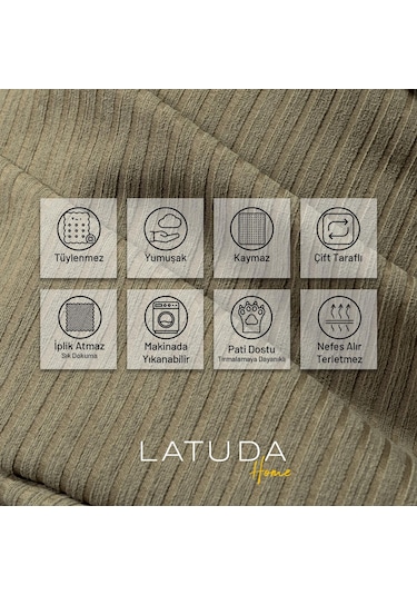 Mikrofiber Şönil Fitilli Minimalist Tekli Koltuk Örtüsü - 110x175 Cm,2 Adet Çift Taraflı, Kaymaz, Terletmez Kapuçino Kapuçino