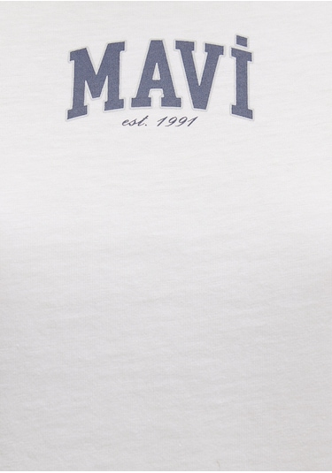 Mavi - Mavi Logo Baskılı Beyaz Tişört 1613412-70057 Beyaz