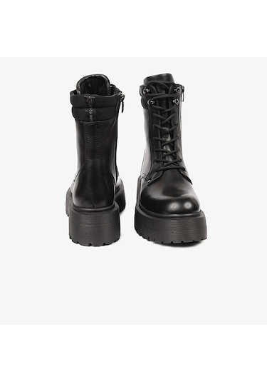 Greyder 33932 Kadın Siyah Hakiki Deri Military Bot-727 Siyah