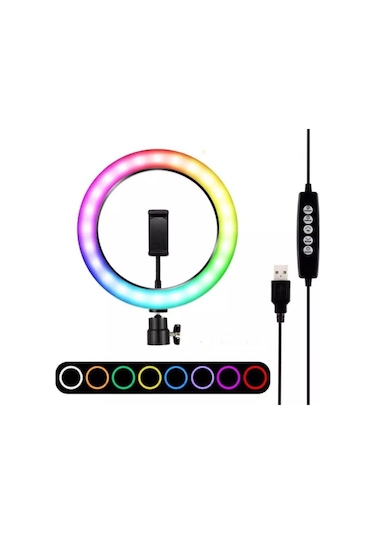 Renkli Ring Light Led Sürekli Işık 10" Youtuber Light Kuaför Işığı