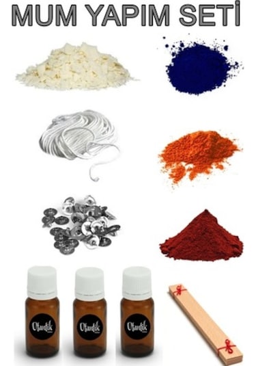 Soya Mum Yapım Seti,1Kg Soya Wax, Boya, Esans, Fitil, Çıtçıt