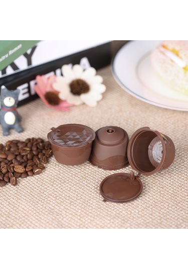 Mufunye 3 Adet Tekrarlı Kullanım Dolce Gusto Kahve Kapsülü Seti Kahverengi - Yemek Grubu Pp+304 Paslanmaz Çelik - Kaşık Ve Fırça İçerir Diğer