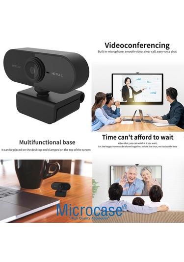 Microcase 1080p 360 Dönerli Mandal Kıskaçlı Full Hd Webcam Kamera Zr811 - Al5148