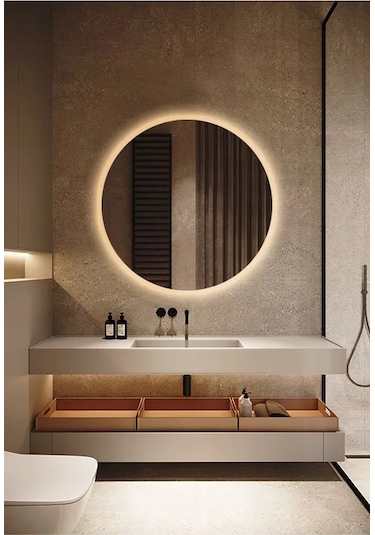 Fawdecor Led Işıklı Yuvarlak Duvar Aynası 60x60 Gün Işığı