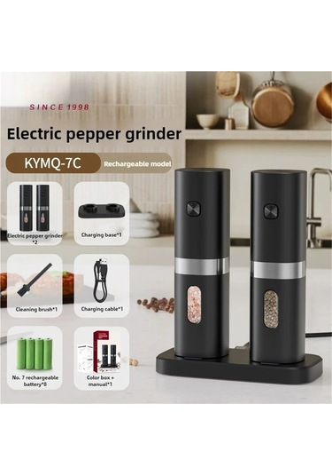 Jialan Şarj Edilebilir Tabanlı Tuz Ve Karabiber Değirmeni Seti Siyah