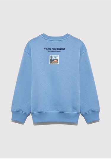 Mavi - Adventure Awaits Baskılı Mavi Sweatshirt 6s10146-70724