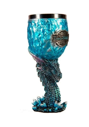 Mufunye "game Of Thrones Fantazi Kadehi - Ejderha Tasarımlı 200ml Şarap Bardağı" Mavi
