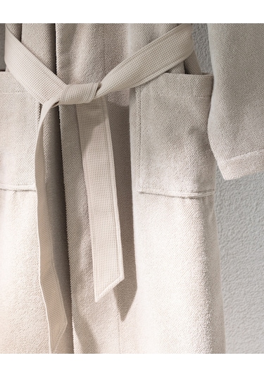 Carole Unisex %100 Pamuk Bornoz Set - Bej - Lüks Koleksiyon Ekru