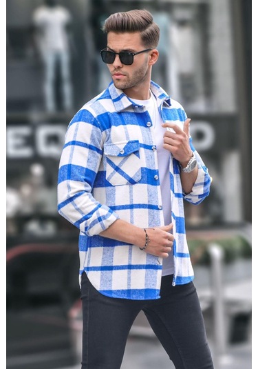 Madmext Mavi Regular Fit Oduncu Gömlek 4950 Mavi