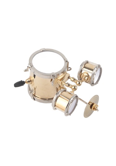 Vkemall Miniatur Müzik Aleti: Bakır Üç Davul Modeli, Detaylı Tasarım, Hediye Kutusuyla, Muzisyenlere Özel Hediyelik Süs