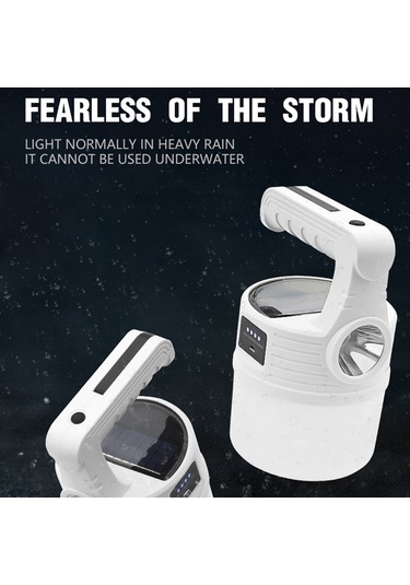 Yifomall Mx-518 Güneş Enerjili Led Feneri - Taşınabilir Dış Mekan Işığı, Kamp Ve Acil Durum Lambası, Askı Ve Taşıma Özelliğiyle Beyaz