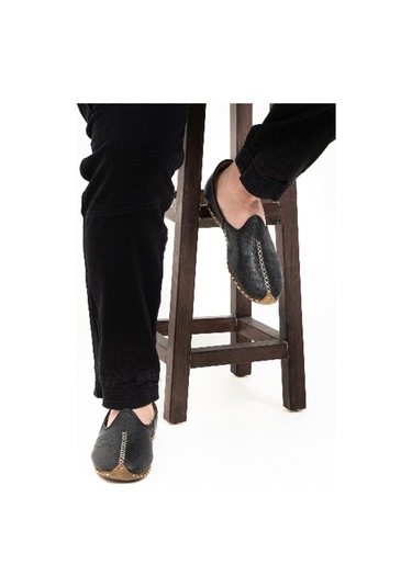 Bağcıklı Tasarım Hakiki Deri Yemeni Erkekler İçin El İşlemesi Siyah