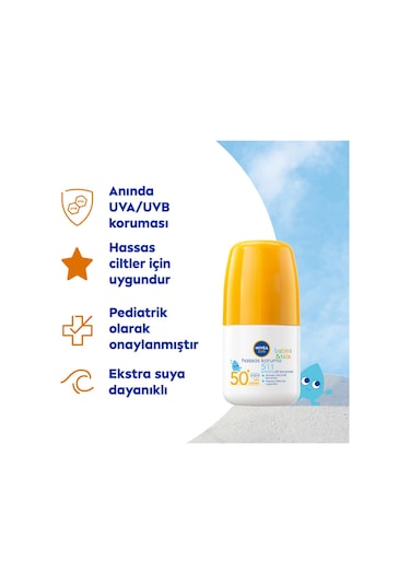 Nivea Sun Güneş Roll-on Çocuk Hassas Gkf 50+ 50 Ml
