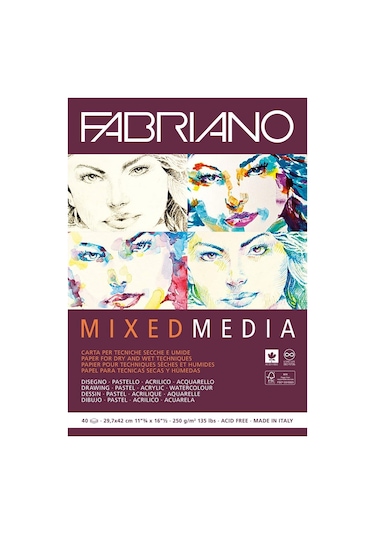 Fabriano Mixed Media Çok Amaçlı Çizim Defteri 250 G A3 40 Yaprak