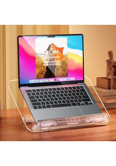 Vkemall Akrilik Transparan Bilgisayar/tablet Tutucu - 13 Açı Ayarlanabilir, 14-17.3 İnç Uyumlu, Taşınabilir Okuma Standı Gümüş