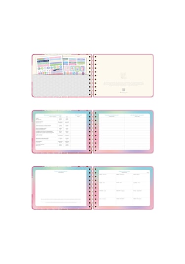 2026 Dikey Haftalık Ajanda Yatay A5 Formda Spiralli Sert Kapak Haftalık Ajanda 21x15 Cm Kolaj Kolaj