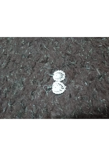 El İşi Örgü Küpe Beyaz