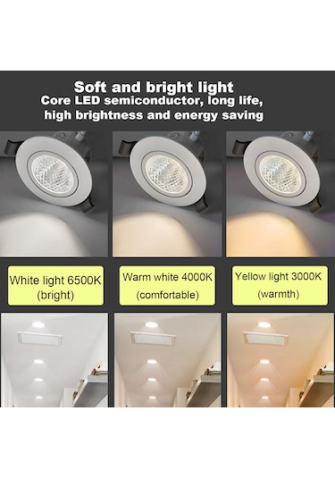 Ximistore9 Gömülü Led Derin Gölgeli Spot Işığı - 6w 4000k 75mm Açık, 45 Ayarlanabilir Açı, Göz Koruyucu Yumuşak Işık Sıcak Beyaz