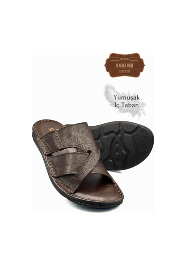 Hakiki Gerçek Deri Erkek Terlik Hafif Terlik Deri G Şır Kahve G Şır Kahve