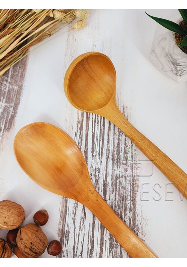 Ahşap Tahta Mutfak Kaşık Seti 2 Parça Kayın Şimşir Ağacı 2-2
