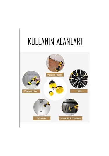 Batcell Fırça Banyo Araba Duşakabin Koltuk Yıkama Matkap Ucu 3'lü Set