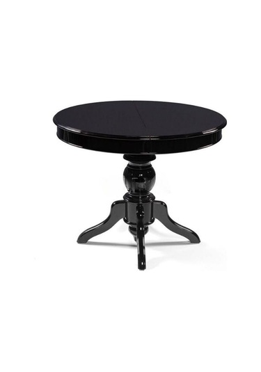 Lindon Baba Ayak Yuvarlak Açılır Masa 110x110 Siyah